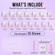 BTArtbox Square Ombre Acrylic Nails - 30 Soft Gel Press On Nails Kit with Nail Glue, 15 Sizes - Reusable Fake Nails in Vanilla Cream Hot on Sale