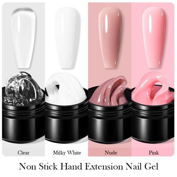 BORN PRETTY 4Pcs 15ML Non Stick Hand Solid Extension Nail Gel Set Manicure Clear Pink Extension Gel Nail Extension Kit Online Sale