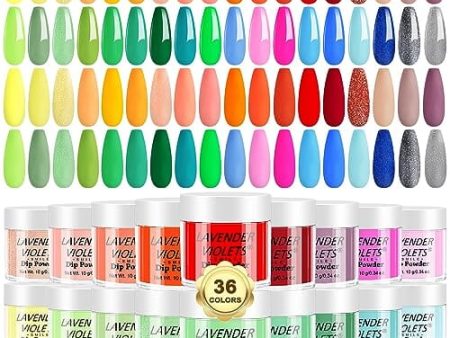 Lavender Violets 36 Colors Dip Nails Powder Starter Kit | Bright Colours For Discount