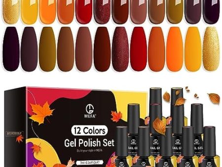 MEFA Gel Nail Polish Set | 12 Colors - Warm Tones For Sale