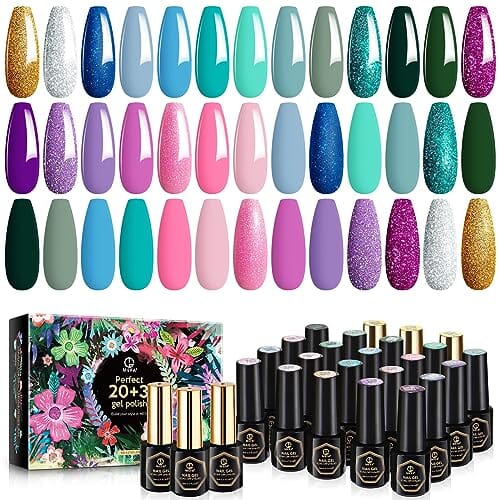 MEFA Gel Nail Polish Set | 23 Pcs | Mermaid | 20 Colours Supply