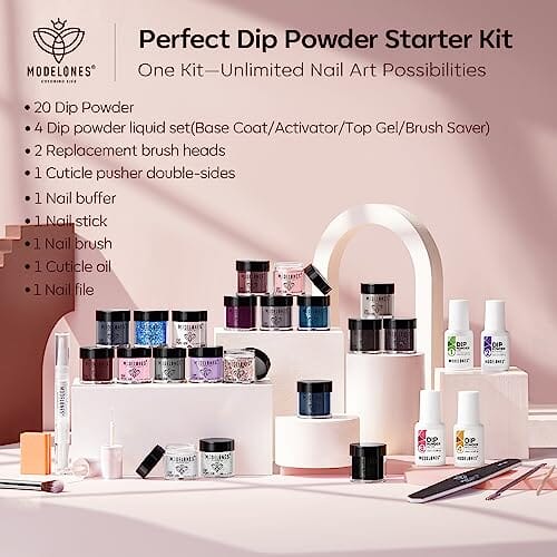 Modelones 32 Pcs -Dip Powder Nail Kit - Pinks Cheap